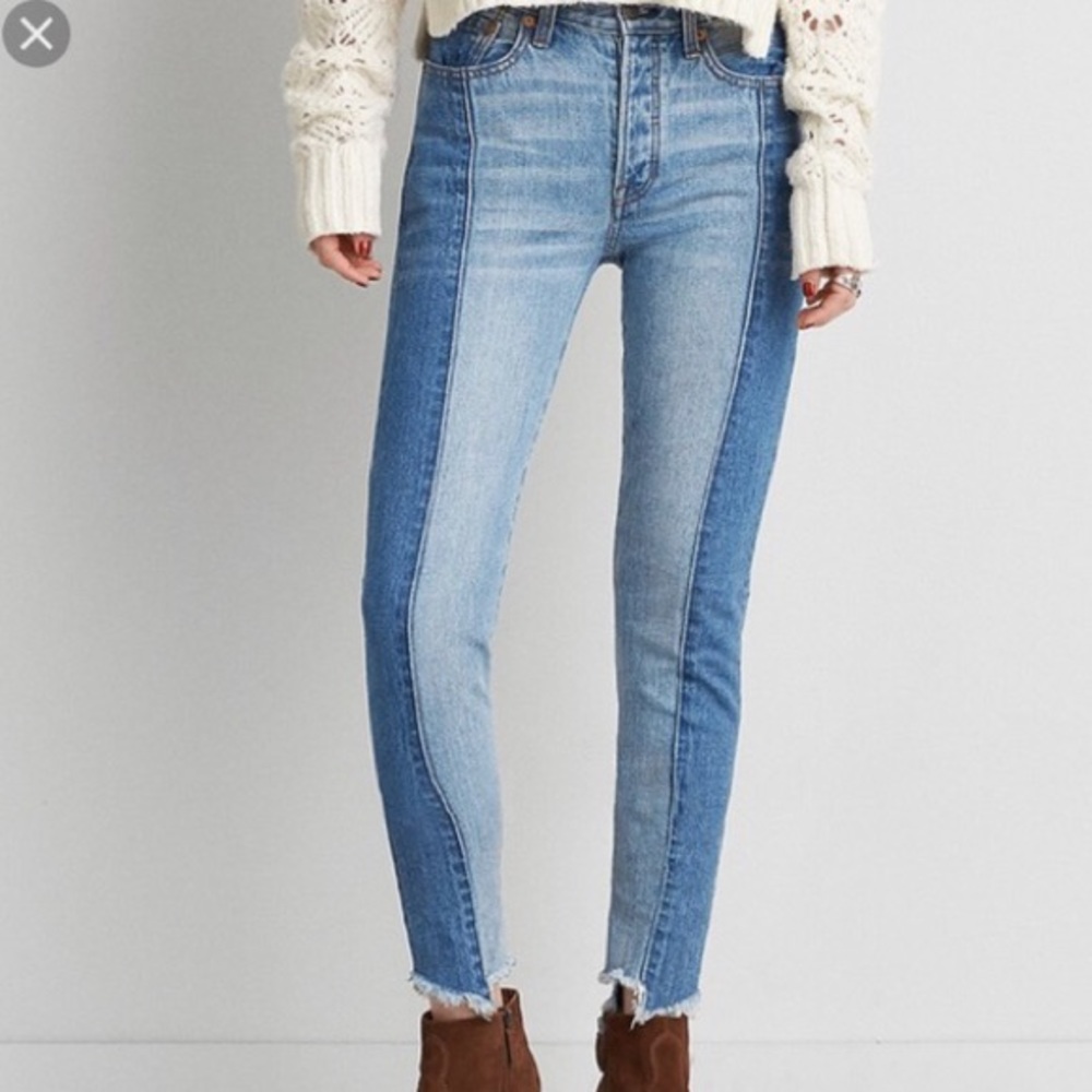 American Eagle vintage hi-rise two tone jeans